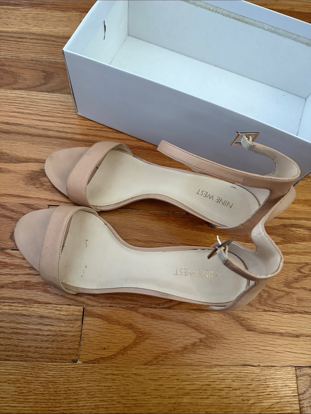Nine West Blush Tan Ankle-Strap Heels